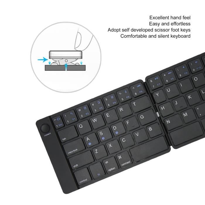 ProtoArc XK04 Clavier Compact Pliable Bluetooth - Mini Clavier Portable Cuir PU Pour IPad IPhone Android Windows