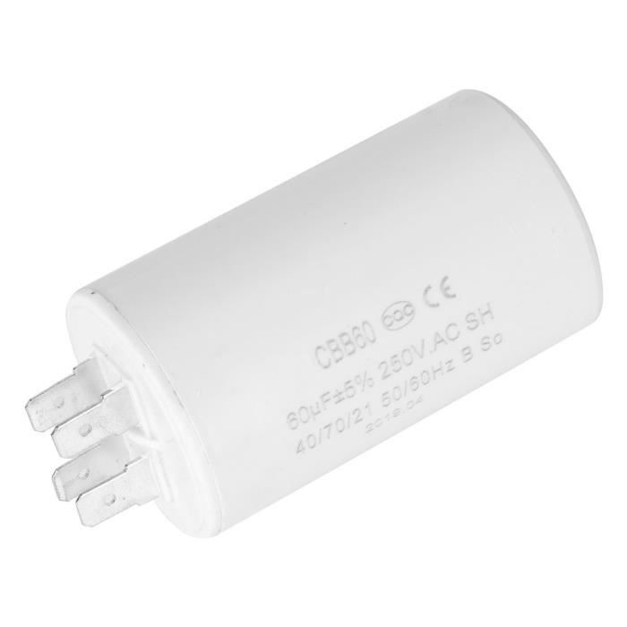 Condensateur De Démarrage CBB60 60uF 450V AC - Pour Moteurs, Cylindre Blanc 115x54mm, Marque Uxcell