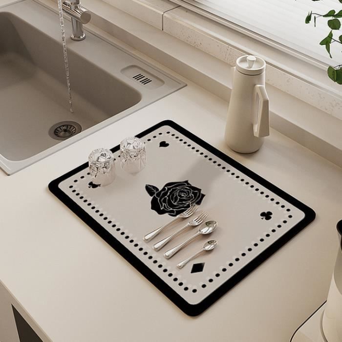 Tapis égouttoir Vaisselle 30x40 Cm - Absorbant, Antidérapant, Pour Machine à Café Ou Plan De Travail