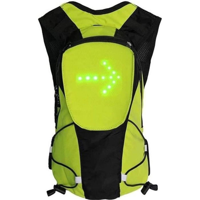 Sac à Dos LEDWARNING - Jaune - 48 LEDS - Télécommande - USB Rechargeable - Pour Vélo, Trottinette