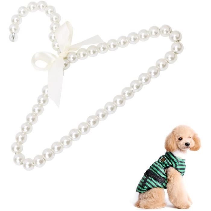 3 pièces bébé cintres perlés en plastique pour vêtements enfants chiot pet chien porte-manteau vêtements bébé -blanc 20cm
