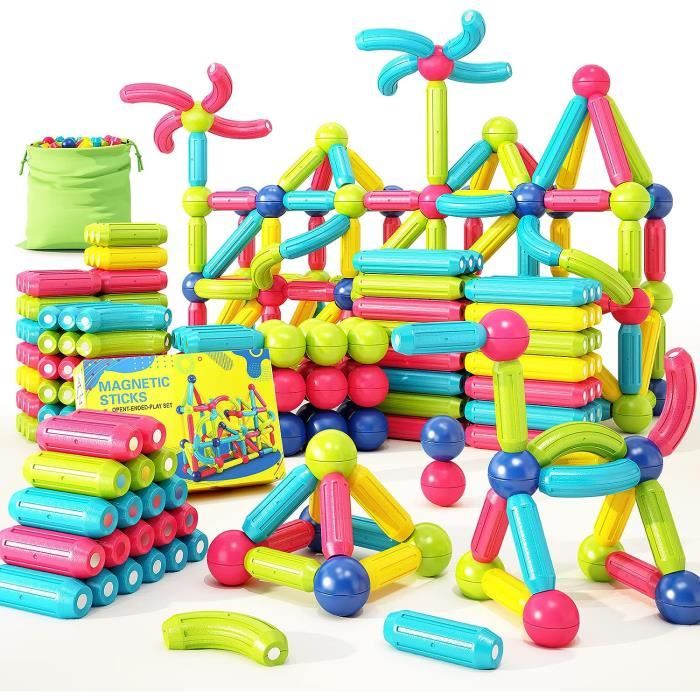 Jeu De Construction Magnétique - 42 à 64 Pièces - Bâtons Et Boules Aimantés - Jouet éducatif Montessori 3 Ans Et Plus