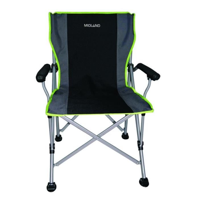midland chaise easylife pieds larges réglables pliable camping car gris/vert 40,5