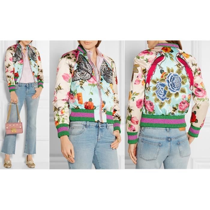 Imprimé broderie papillon Bomber Jacket 
