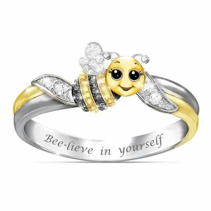 Bague Femme Dorée étoile Strass - Anneau Extensible, Taille Unique