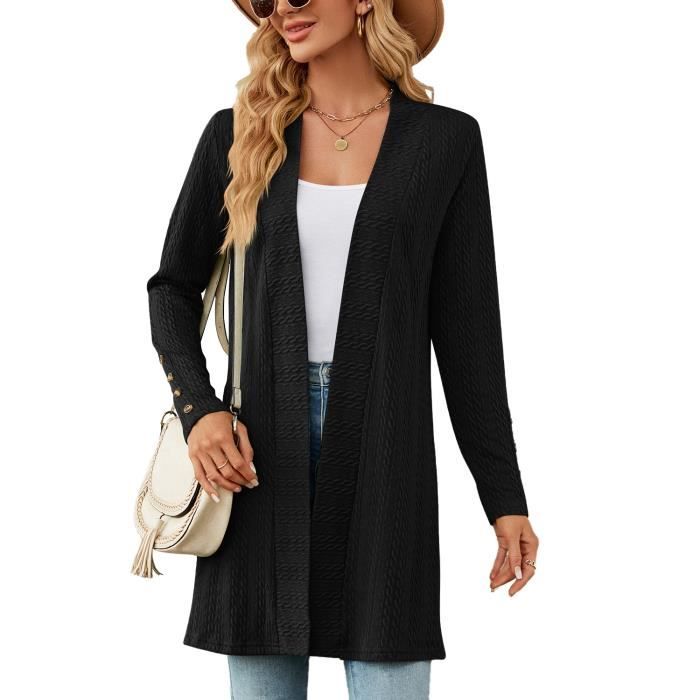 Gilet femme on sale noir long
