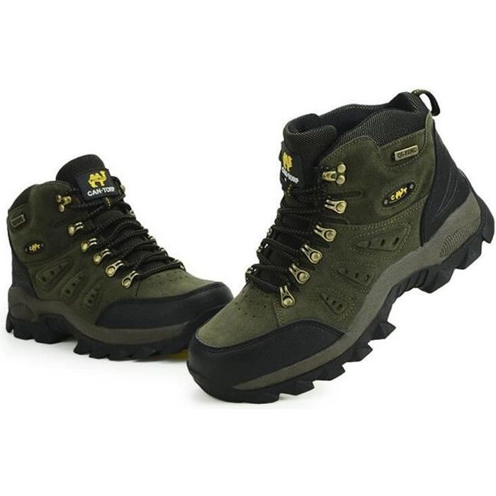 Quechua Montagne Bottes De Randonnée Homme Chaussures De Montagne Hautes En  Cuir Suède