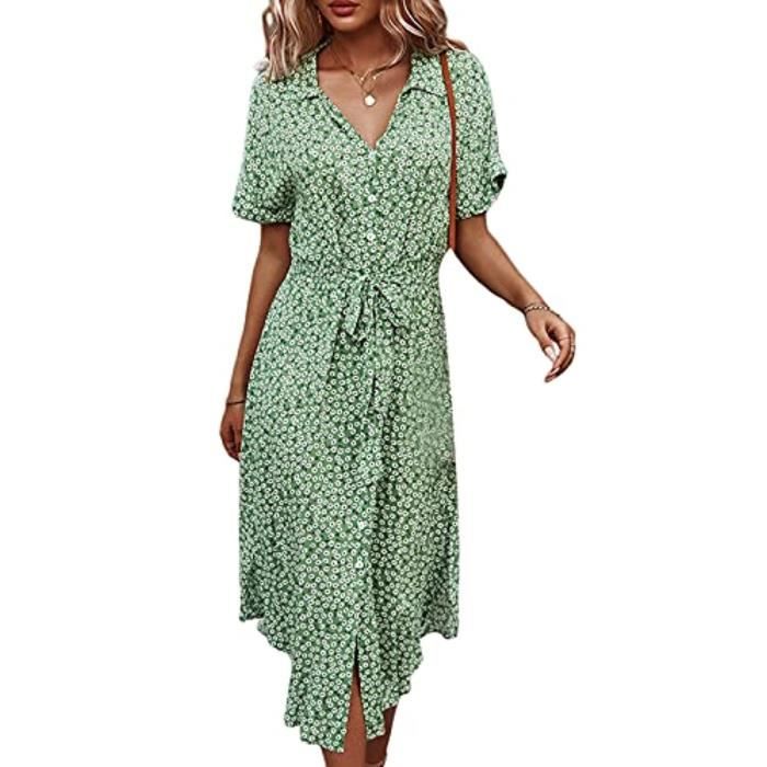 WWricotta Robe Imprime Floral Femme - Robe Longue Femme Soiree Impression Vintage Casual Pas Cher Tunique Femme Midi Robe De Plage Fluide Robes De WWricotta Robe Imprime Floral Femme - Robe Longue Femme Soiree Impression Vintage Casual Pas Cher Tunique Femme Midi Robe De Plage Fluide Robes De