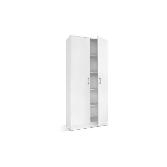 armoire de rangement rey 80cm - price factory - scandinave - blanc - bois - panneaux de particules