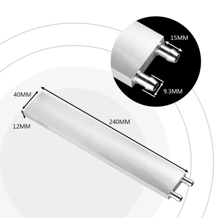 Bloc De Refroidissement Eau/aluminium Bewinner – Radiateur Pour PC, Dimensions 40x200x12mm
