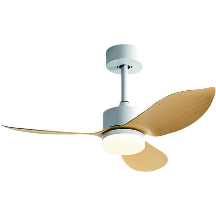 Ventilateur De Plafond Kisa Deluxe 105 Cm – Blanc/érable, Lumière E14, Réversible