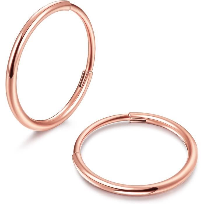 Boucles D'Oreilles Créoles En Inox 12mm Avec Strass - Unisexe Neuf Sans Emballage