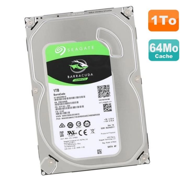Disque Dur 3.5 SATA Seagate Barracuda Compute ST1000DM010 2EP102 300 64Mo - vue 2