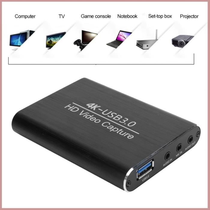 Carte Capture Vidéo USB 3.0 - 4K HDMI Loop-Out - 1080P 60FPS/2K 30FPS - Compatible PS5, Switch, Caméra, Streaming