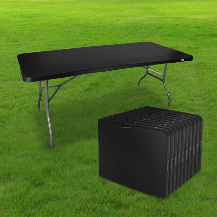 Table de réception 180 cm noire avec pieds pliants - Cdiscount Jardin