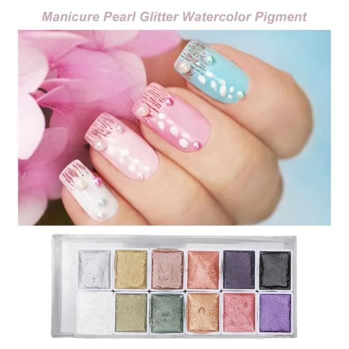 Coffret 24 Aquarelles Nacrées Métallisées – Pigments Minéraux, Paillettes, Format Compact – Idéal Pour Débutants Et Nail Art