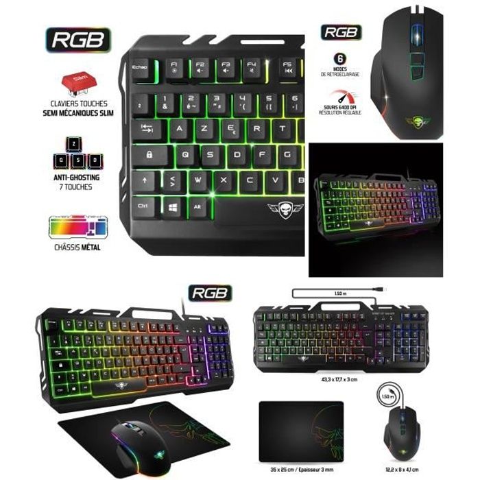 Bluestercool Gaming Claviers T6 Arc en Ciel Multicolore Rétro-éclairage