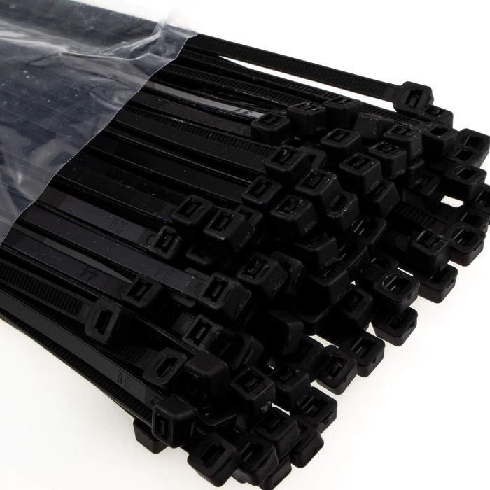100 Attaches De Câbles Nylon 200mm X 2.5mm - Auto-verrouillage, Noires, Kenable