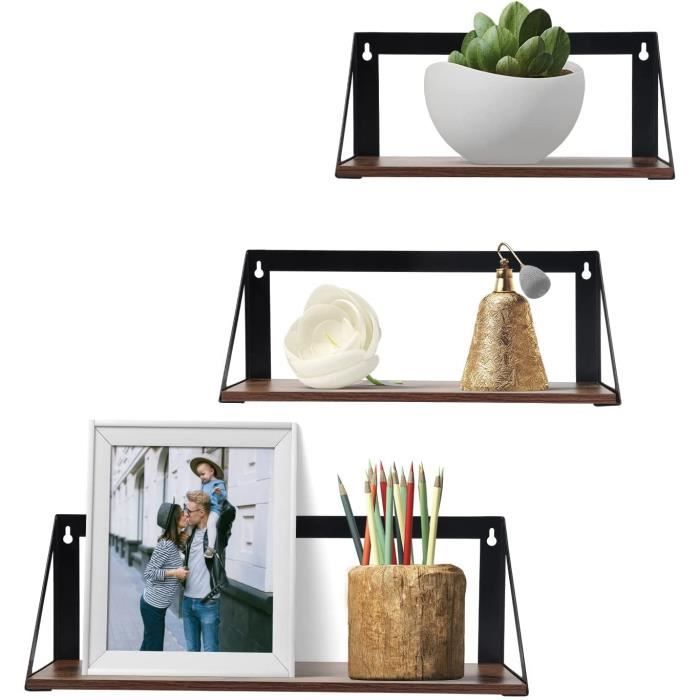 Étagère Murale Flottante à 3 Niveaux En Chêne Naturel - Style Rustique, Rangement Salon Ou Chambre, Facile à Installer