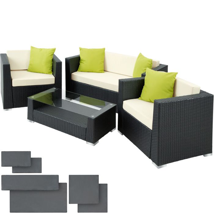 Tectake Salon De Jardin Munich 2 Fauteuils 1 Canape 1 Table En