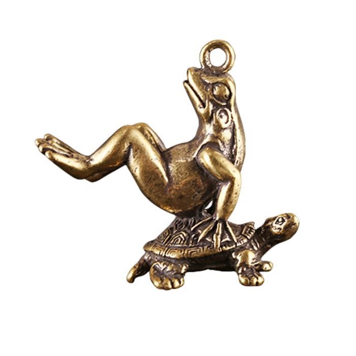 Statue Figurine Crapaud Grenouille En Laiton Vintage - Sculpture Artisanale Rétro, Neuf