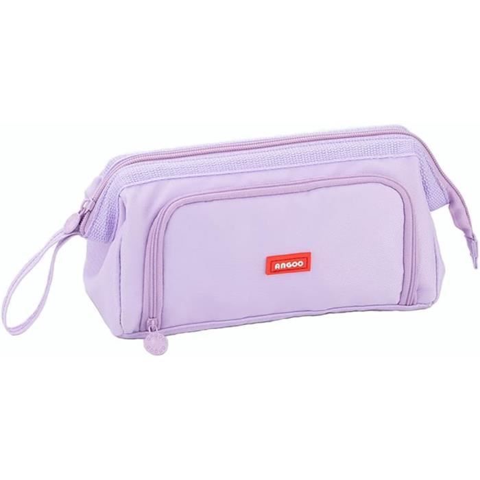 Trousse à Crayons Motif Mandala Violet - 20x7,5x7,5 Cm - Tissu Sergé Et Fermeture éclair - Pour école, Bureau Ou Maquillage