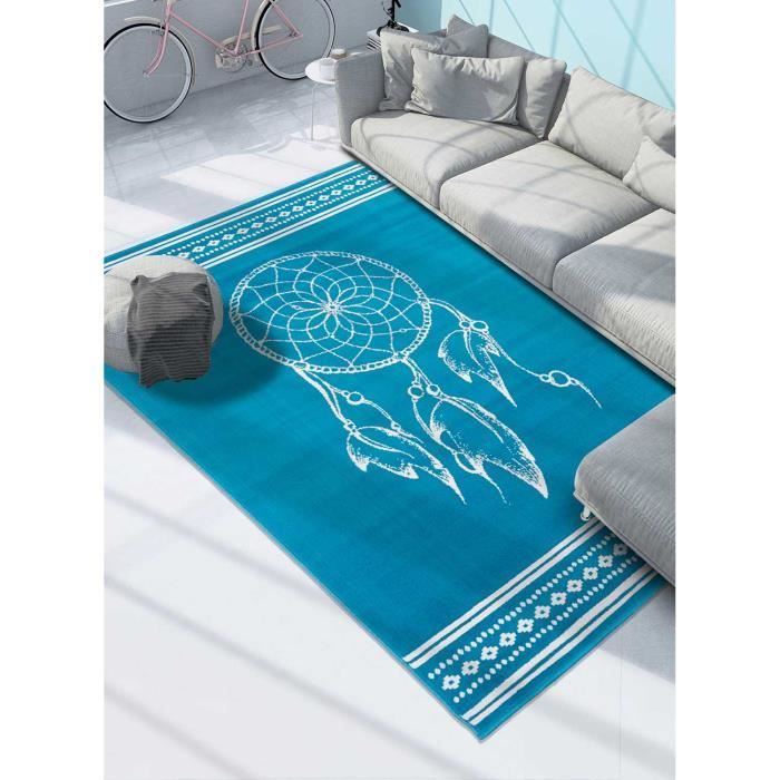 UN AMOUR DE TAPIS AF Attrape Reve 60x110 cm Tapis Enfant Tapis Entrée Tapis Rectangulaire Tapis Bleu