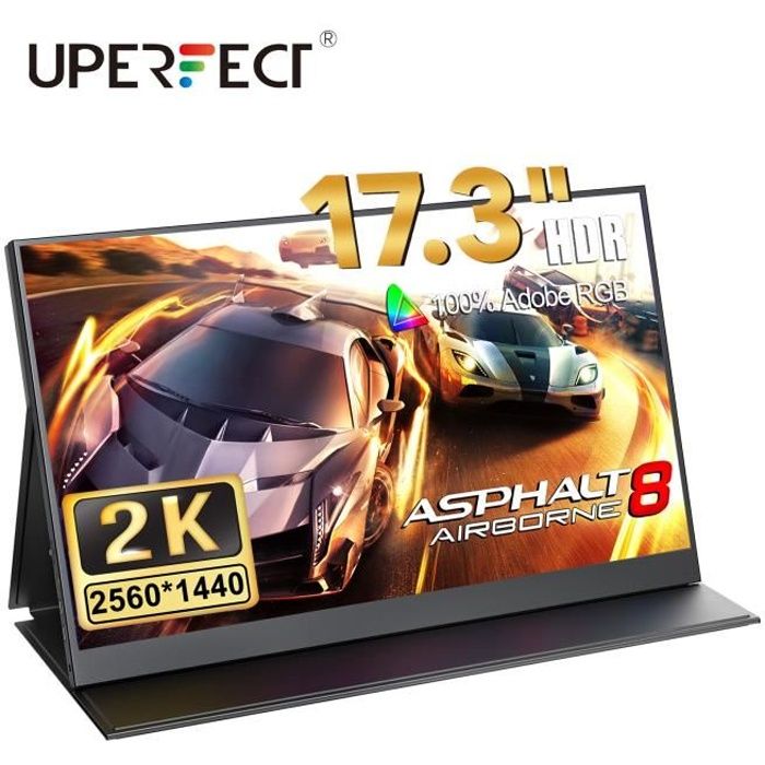 UPERFECT Moniteur Portable 17 Pouces 2K, Écran Mobile à Affichage USB C  avec Contraste 2560*1440 1000:1 100% sRGB 2 Ports Type C HDMI pour  Ordinateur