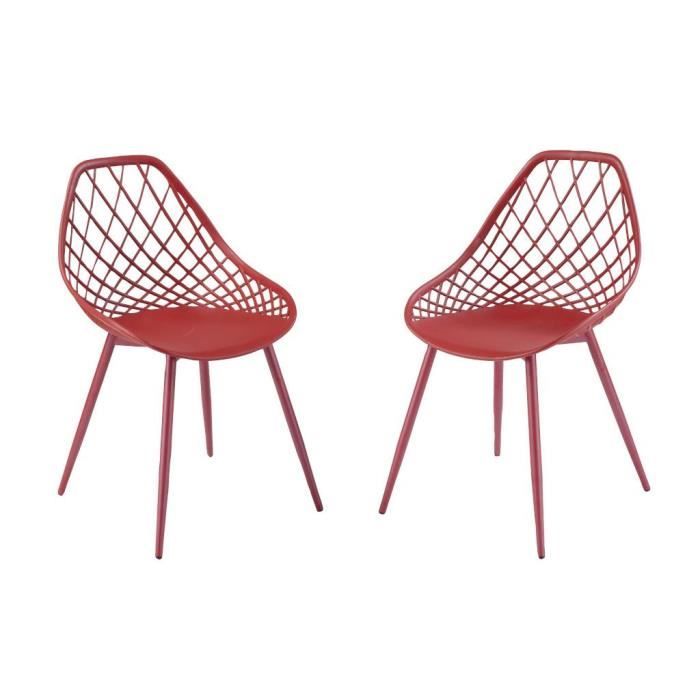 chaise de jardin métal, pvc rouge - vente-unique