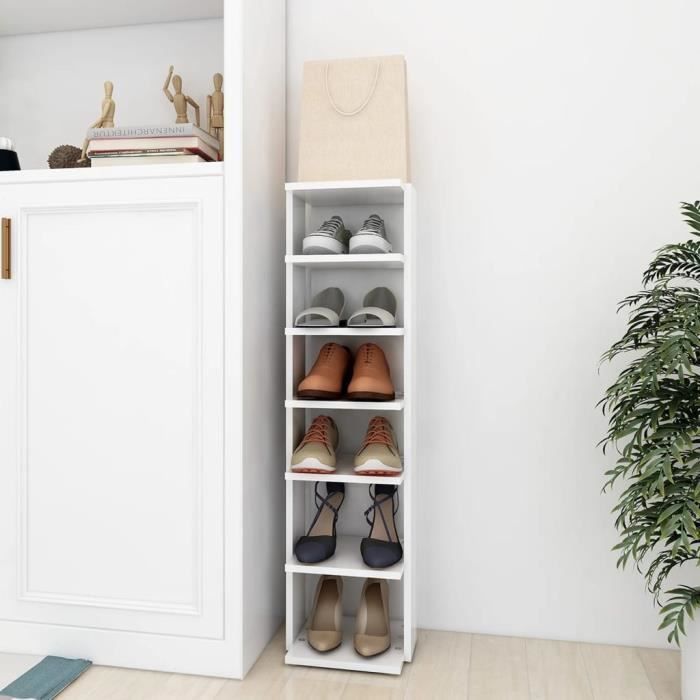 vidaXL Armoire à chaussures Blanc 25x27x102 cm Aggloméré 808485