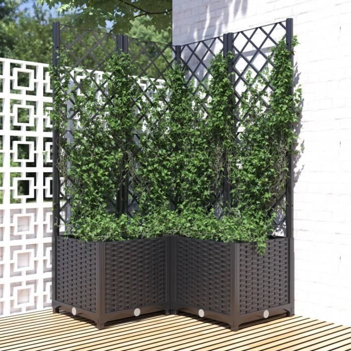 vidaXL Jardinière avec treillis 80x80x136 cm PP