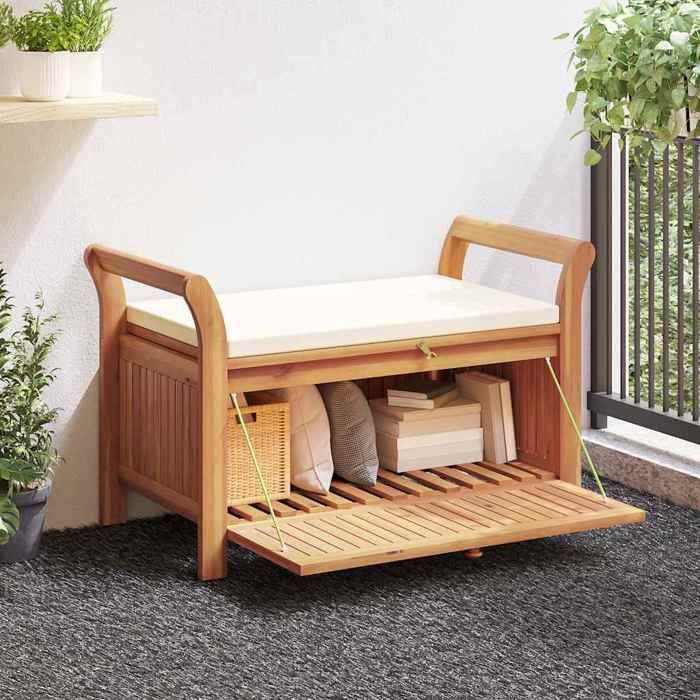 vidaXL Banc de rangement de jardin avec coussin 91 cm