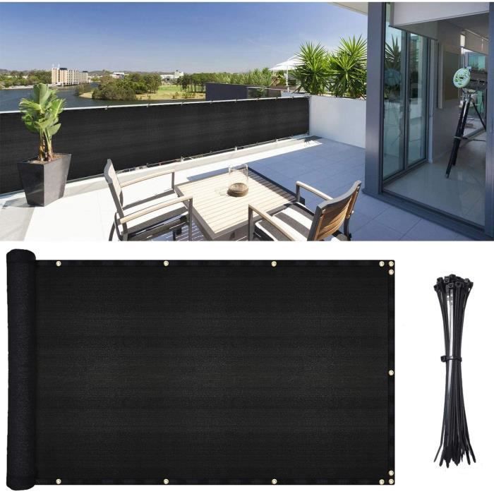 Brise-vue pour balcon YSTP - Filet de sécurité pour balcon et terrasse - 105x500cm noir