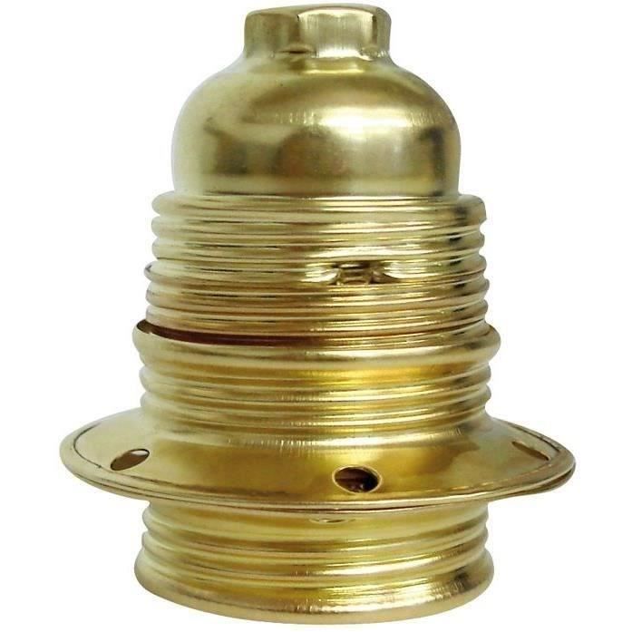 ZENITECH Douille E27 double bague borne de terre - Acier laitonné