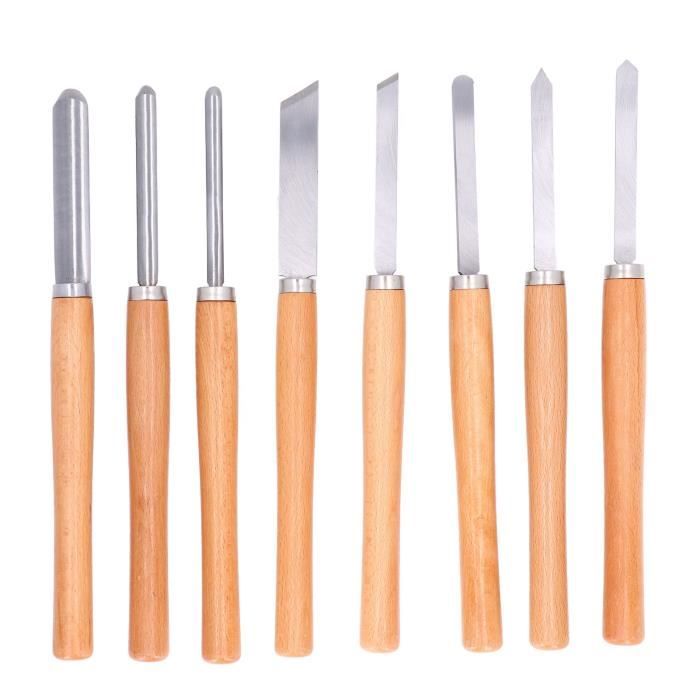 Kit Outils Tournage Bois Carbure - 8 Pièces Avec Ponceuse à Bol - Lames Indexables Remplaçables