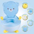Bleu Siege des Enfant en forme d'ours - Pot Toilette de Bébé en Plastique - Portable et Couvercle rotatif à 90 ° @Yagewa-1