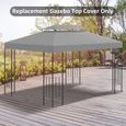 Toile de rechange pour pavillon tonnelle tente 3 x 4 m polyester haute densité 180 g/m² gris clair-1