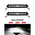 2PCS Lampe de barre LED pour Voiture Camion Tout-Terrain, 60 W/pièce, 7 pouces, 20 LED, Barre'Eclairage Tout Terrain-1