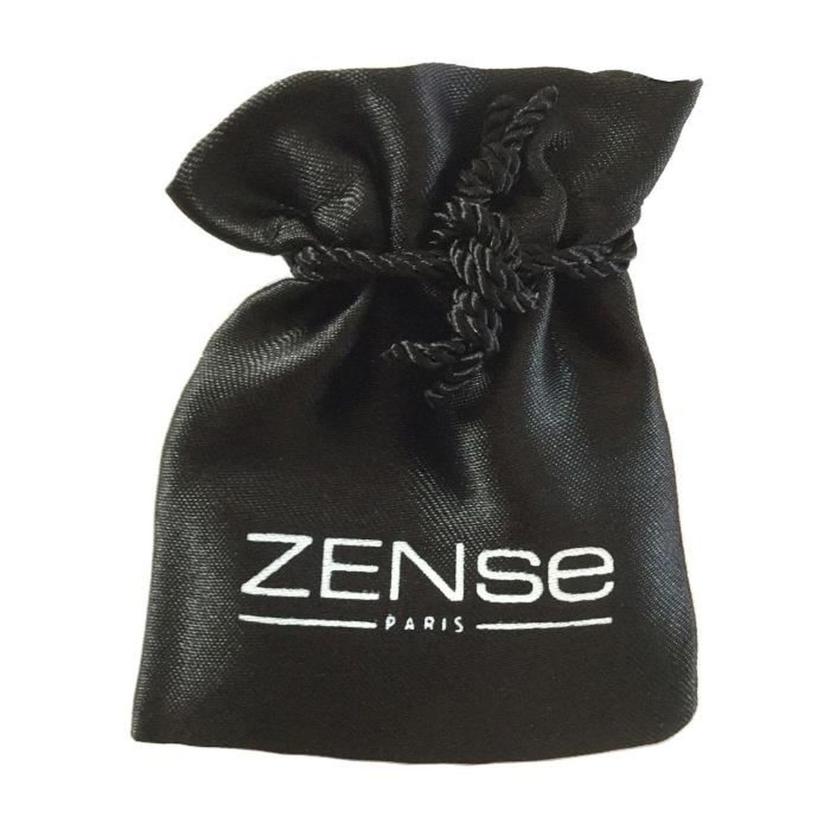 Boucles doreilles homme Zense en acier et /émail noir stri/é ZE0007 Zense