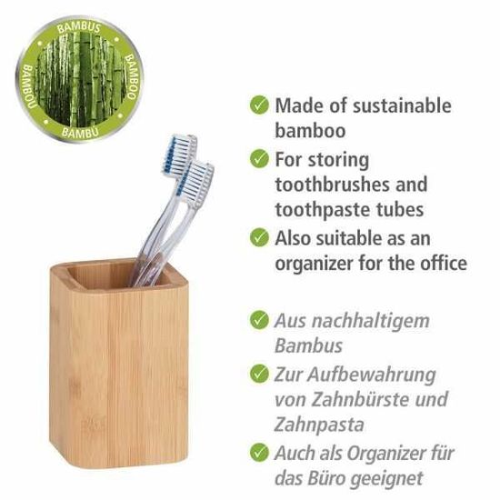 Porte-brosse à Dents En Bambou Avec Support Dentifrice - Design Naturel, Trous Drainage - Organisateur Salle De Bain