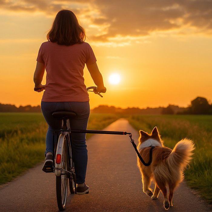 Laisse Pour Vélo Chien Relaxdays - Barre Avec Ressort - Longueur Réglable 20-138 Cm - Fixation Guidon/Selle - 12