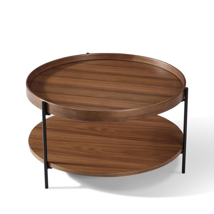 Table basse scandinave placage noyer structure croix métallique ...