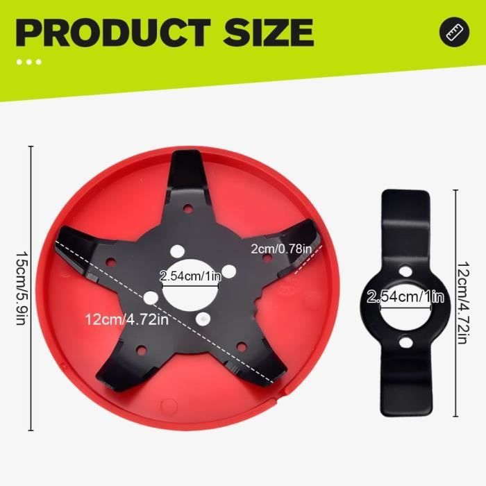 Tête De Débroussailleuse Universelle 2 Pièces - Lames Acier SK5, Nylon, Pour Désherbage Tondeuse - 15 Cm Diamètre