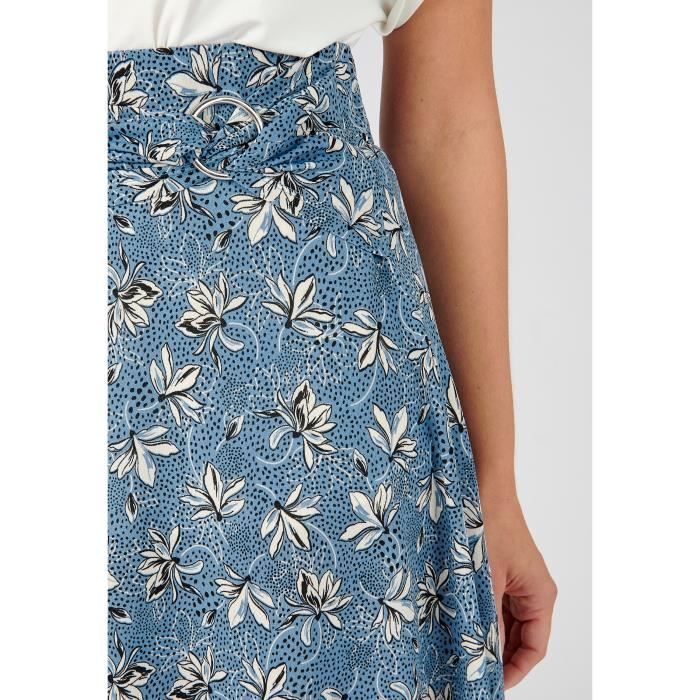 Jupe Damart Jupe ceinture boucle Bleu P trole Fleuri Bleu