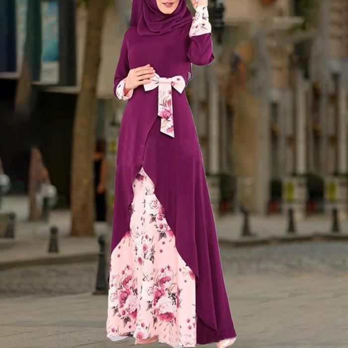 Abaya Islamique pour femmes Couleur unie Rouge Violet Tenue de priere musulmane Cdiscount Pret a Porter