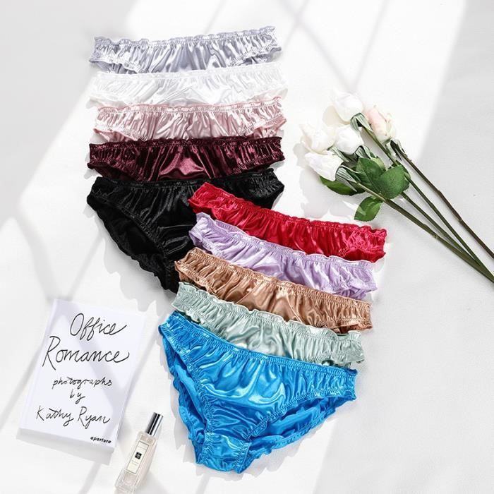 Culotte slip Culotte Sexy en Satin pour femme sous vetement Super extensible Lingerie feminine taille basse green B2008 Blanc Cdiscount Pret a Porter