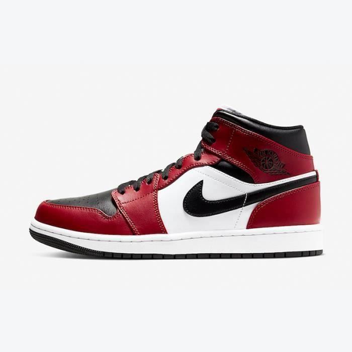 Basket jordan femme noir et sales rouge
