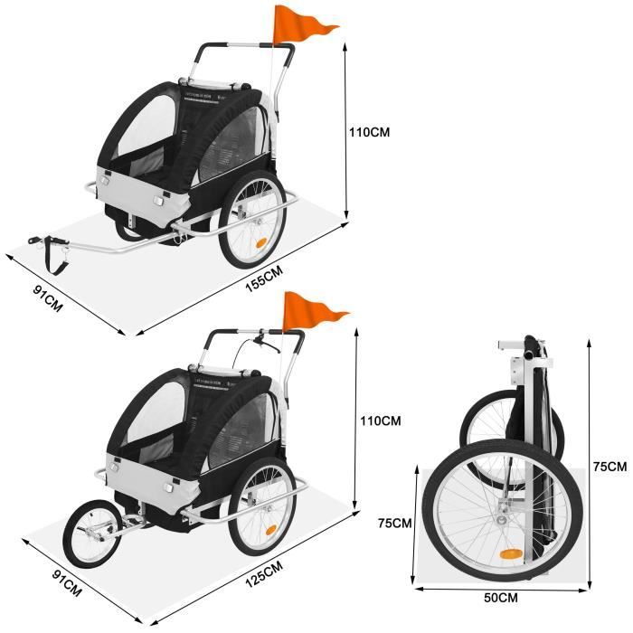 Remorque velo poussette - Cdiscount Sport