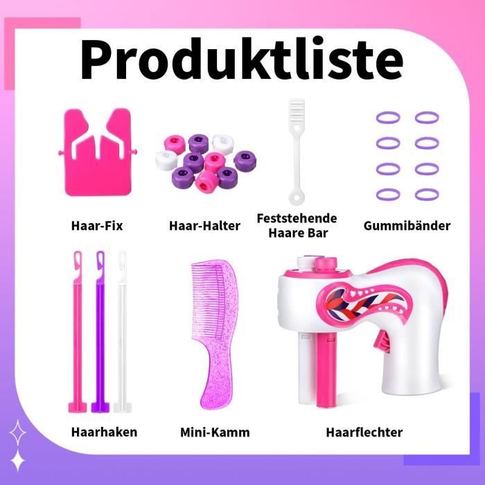 OSDUE Machine à Tresser Les Cheveux Automatique Pour Fille - Avec Perles Colorées - Cadeau Créatif Pour Enfants 5 Ans Et Plus - 4
