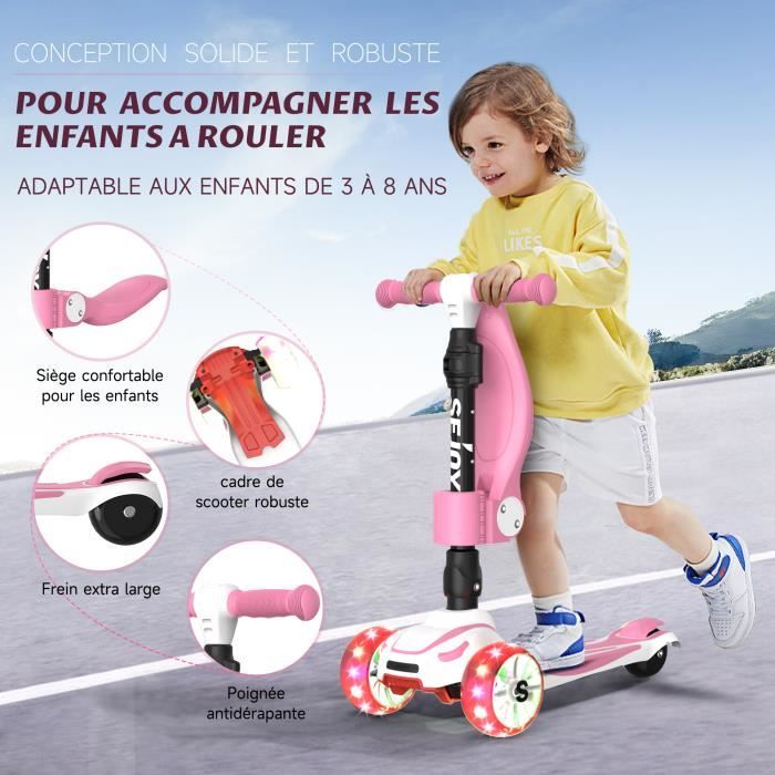 Micro Trottinette Rose 3 Roues Maxi Micro - Guidon Réglable - Double Roues Arrière
